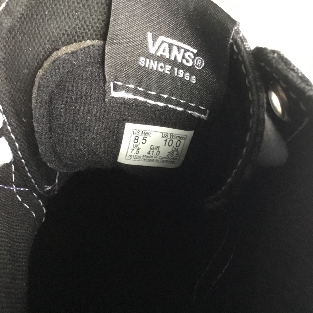 Vans Sneakers Womens High Top Black White Plaid Canvas with UV Beads NWOT - Picture 5 of 6